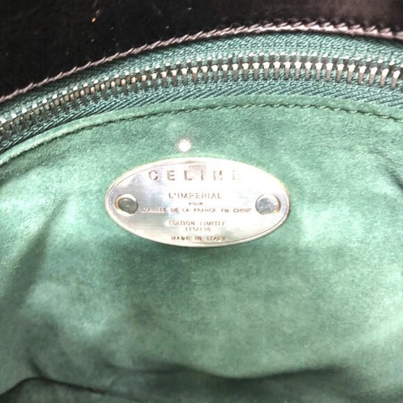 CELINE 115/130 ribbon Crossbody Bag Shoulder Bag Leather Black/SilverHardware - Picture 7 of 15